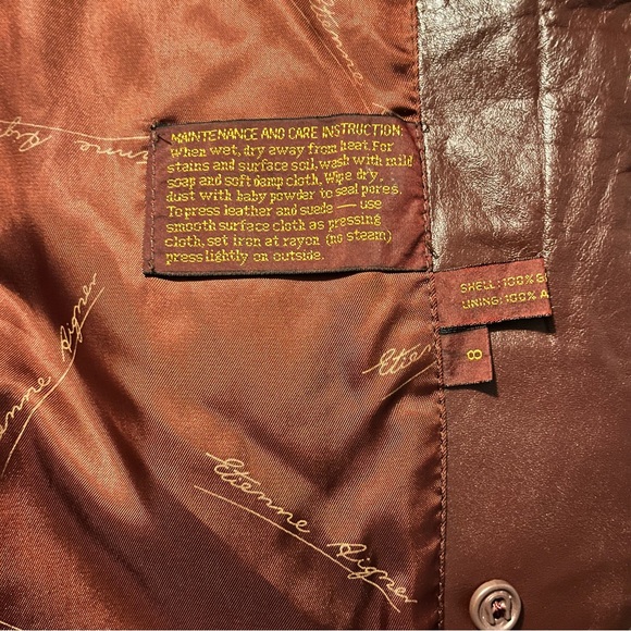 Women’s Etienne Aigner Vintage 70s Oxblood Leather Jacket Size 8 Lined - Picture 7 of 8